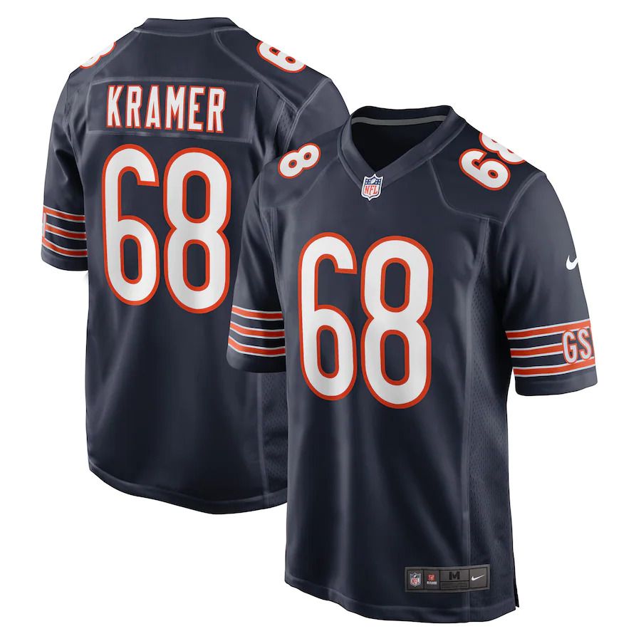 Men Chicago Bears 68 Doug Kramer Nike Navy Game Player NFL Jersey